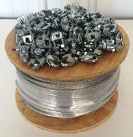 Steel Aircraft Cable 250' 5/16" 7x19 Hot Dipped Galvanized Steel Wire Rope Cable (With 100 Clamps)