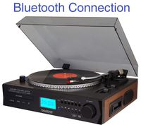 Boytone BT-11B Fully Automatic Large Size Turntable, Bluetooth Wireless, 2 Built in Stereo Speaker, S-Shaped Tone Arm with Adjustable Counterweight & Pitch Control, Am/FM, Cd, USB, SD, Cassette Playe