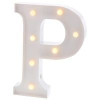 Barnyard Designs Metal Marquee Letter P Light Up Wall Initial Wedding, Bar, Home and Nursery Letter Decoration 12" (White)