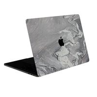 SOJITEK Silver Gray Marble Stone Texture 4-in-1, Full-Size 360° Protector Skin Decals Sticker MacBook Pro 13" (2016 to 2019 Model, with w/o Touch Bar ID) A1706 A1708 A1989 Black Keyboard Cover