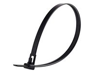 12 Inch Black Standard Releasable Cable Tie - 100 Pack