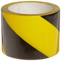 Brady 55303 54' Length, 2" Width, B-950 Vinyl, Black And Yellow Color Warning Stripe And Check Tape, Legend (Black And Yellow Diagonal Stripes)