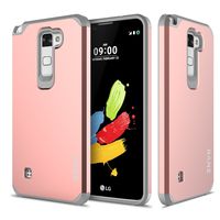 LG Stylo 2 Case, RANZ Grey with Rose Gold Hard Impact Dual Layer Shockproof Bumper Case for LG G Stylo 2/ Stylus 2/ LG K520/ LG LS775