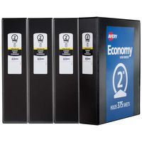 Avery 19205 Economy View Binder 2" Black (4 Pack)