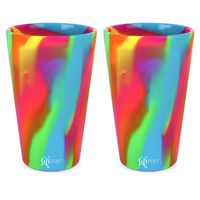 Silipint Silicone Pint Glass Set, Patented, BPA-Free, Shatter-proof, Unbreakable Silicone Cup Drinkware (2-Pack Hippy Hop)