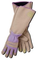 Magid Glove & Safety BE195TL Professional Rose Pruning Thorn Proof Gardening Gloves with Extra Long Forearm Protection for Women, Large, Tan & Purple