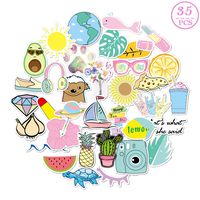 MSOLE Big 35PCS VSCO Cute Waterproof Stickers for Water Bottles Laptop HydroFlasks Aesthetic Trendy Decals for Mac Computer Phone Guitar for Kids Teen Girls