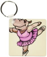 3dRose Hippo Ballet Dancer - Key Chains, 2.25 x 4.5 inches, set of 2 (kc_48519_1)