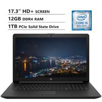 HP Notebook 17.3" HD+ Screen Laptop. Intel Core i5-8265U Up to 3.9GHz, 12GB DDR4 RAM, 1TB PCIe Solid State Drive, Wi-Fi+Bluetooth Combo, HDMI, USB 3.0, RJ-45, DVD-RW, Windows 10, Black