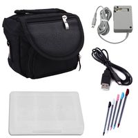 HDE Travel Bag Bundle for Nintendo 3DS Travel Bag Carrying Case + Game Card Holder + 5-Pack Retractable Stylus Pens + USB Charger Cable + AC Power Adapter (Nintendo 3DS XL, 3DS, DSi XL, DSi, DS Lite)