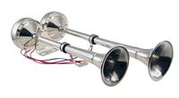 Pactrade Marine Boat RV Car Stainless Steel Dual Trumpet Horn Complete Set 12V