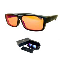 Merci 98% Blue Light Blocking Fit Over Computer Glasses to Wear with or Over Normal Regular Prescription Reading Glasses, Amber 98% Filter Lens for Genuine Results, Better Sleep and Reduced Eye Strain