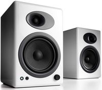 Audioengine A5 Plus Classic 150W Powered Bookshelf Speakers with Remote Control, Built-in Analog Amplifier (White)