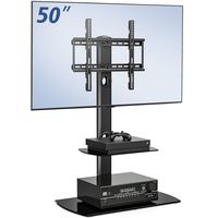 Fitueyes TT206501GB Swivel Floor Stand with Mount and Two Shelves for 32 to 50-Inch TV