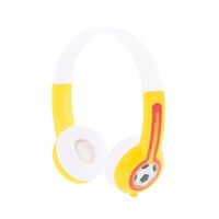 BuddyPhones Explore Non-Foldable, Volume-Limiting Kids Headphones, Built-in Audio Sharing Cable with in-Line Mic, Compatible with Fire, iPad, iPhone, and Android Devices, Yellow