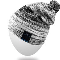 Rotibox Wireless Bluetooth Beanie Hat Pom Pom Headphone Headset Music Audio Cap for Women Men with Speaker & Mic Hands Free Outdoor Sports Compatible with iPhone Samsung Cell Phones - Black