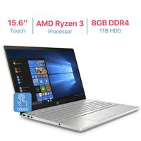 HP Pavilion 15.6'' Touchscreen HD WLED-Backlit Display Laptop, AMD Ryzen 3 2200U 2.5GHz Processor, AMD Radeon Vega 3 Graphics, 8GB DDR4 RAM, 1TB HDD, HDMI, Bluetooth, B & O Play, Windows 10 - Gold