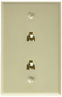 Morris 87023 Midsize Dual RJ11 4 Conductor Phone Jack Wall Plate, Almond
