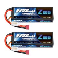 Zeee 2S Lipo Battery 7.4V 50C 5200mAh RC Lipo Batteries Hard Case with Deans Plug for 1/8 1/10 RC Vehicles Car Trucks Airplane Boats(2 Pack)