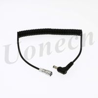 Uonecn Power Cable for Blackmagic Pocket Cinema Camera 4K and Gold Mount V Mount Battery Coiled Cable BMPCC 4K Weipu 2 pin Female to Right Angle DC