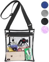 Upgraded Clear Crossbody Purse Bag, Stadium Approved Bag with Extra Inside Pocket and Adjustable Shoulder Strap for Work, School, Concert, Sports Games (Black)