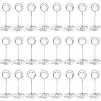 TecUnite 24 Pack Table Number Holder Wedding Table Name Card Holder Clips Picture Memo Note Photo Stand (Silver)