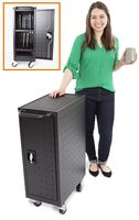 Line Leader Compact Mobile Charging Cart for Chromebooks, Laptops, Tablets and More - Charges and Stores 16 Devices - Includes Power Strip and Locking Cabinet (12.13 in x 23.25 in x 34 in)