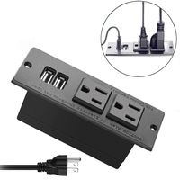 Conference Recessed Power Strip Socket 9.8Ft Cord,Desktop Power Grommet Power Strip With 2-Outlet & 2 USB Ports