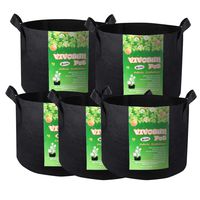 VIVOSUN 5-Pack 2 Gallon Grow Bags Heavy Duty Thickened Nonwoven Fabric Pots with Handles