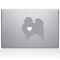 The Decal Guru Pomeranian Love Silhouette Decal Vinyl Sticker, 15" MacBook Pro (2015 & Older Models), Silver (2336-MAC-15P-S)