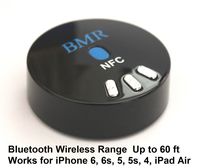 BMR NFC Enabled Bluetooth Music Receiver Extra Long Wireless Range for Speakers or Car Stereo with 3.5mm Aux or RL Audio Input (Up to 60 ft Range)