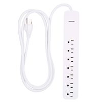 GE Power Strip Surge Protector, 7 Outlets, Fast Charge, Long Power Cord, 6ft, Wall Mount, Warranty, White, 36359 (Renewed)