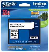 Genuine Brother 3/4" (18mm) Black on White TZe P-touch Tape for Brother PT-340, PT340 Label Maker with FREE TZe Tape Guide Included