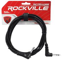 Rockville RCTR110RR-B 10' Black 1/4" TRS Right Angle to Same Cable 100% Copper