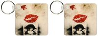 3dRose red lips girl wants to dance solo - Key Chains, 2.25 x 4.5 inches, set of 2 (kc_4708_1)