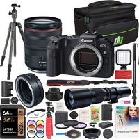 Canon EOS RP Full-Frame Mirrorless Digital Camera Body + RF 24-105mm F4 L is USM Lens 3380C012 Bundle with 500mm Preset Telephoto Lens, 64GB, VEO2 Tripod, Deco Gear Case, Filter Kit and Accessories