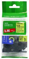 LM Tapes - Premium 3/4" (18mm) Black on Fluorescent Yellow Compatible TZe P-touch Tape for Brother PT-9500PC, PT9500PC Label Maker with FREE Tape Guide Included