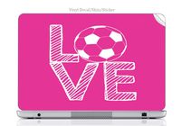 Laptop VINYL DECAL Sticker Skin Print Love Soccer Stacked Pink with White Letters fits PowerBook G4 15-inch
