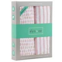 Waterproof Changing Pad Cover Set | Cradle Sheet Set by Ely's & Co no Need for Changing Pad Liner Mauve Pink Splash & Stripe 2 Pack for Baby Girl