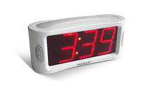 Travelwey LED Digital Alarm Clock - No Frills Simple Operation, Large Night Light, Alarm, Snooze, Brightness Dimmer, Big Red Digit Display (White)