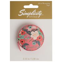 Simplicity Vintage Fashion Floral Sewing Measuring Tape, Measures up to 60'', 2.1'' D
