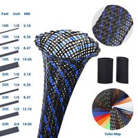 PET Expandable Braided Sleeving 0.25 Inch Wire Loom Wire Sleeving to Protect Your Cables 25Ft Braided Wire Sleeve BlackBlue