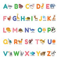 DECOWALL DS-8014 Colourful Animal Alphabet ABC Kids Wall Stickers Wall Decals Peel and Stick Removable Wall Stickers for Kids Nursery Bedroom Living Room (Small)