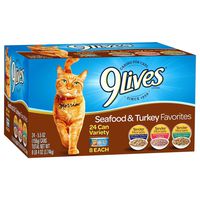 9 Lives Seafood & Turkey Favorites Wet Cat Food Variety (24 Pack), 5.5 oz
