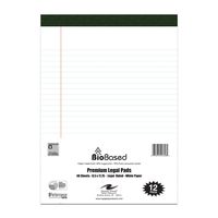 Roaring Spring Bio-Preferred Legal Pads, White Paper, 8.5" x 11.75" Letter Size, 12/pack
