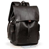 Men Backpack with USB PU Leather Laptop Backpack Casual Daypacks (Brown)