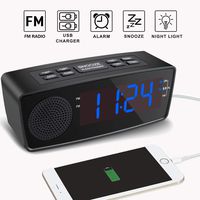 Alarm Clocks for Bedrooms, Alarm Clock with FM Radio,Dual USB Charging Ports,LED Display, Dimmer, Sleep Timer, Snooze, Battery Backup