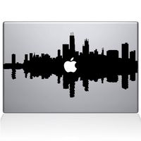 The Decal Guru Chicago City Skyline Decal Vinyl Sticker, 13" MacBook Pro (2016 & Newer Models), Black (2327-MAC-13X-BLA)