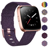 DAIKA Fabric Bands Compatible with Fitbit Versa/Versa 2/Versa Lite Stylish Woven Wristbands with Stainless Steel Buckle Fits for Women Men, Large Small