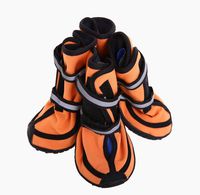 QBLEEV Pet Shoes Boots Waterproof Breathable Paw Protectors with Reflective Touch Fasten and Rugged Anti-Slip Sole for Small Medium Large Size Dogs (XL, Orange)